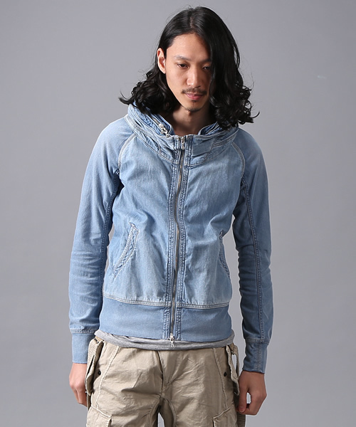 goa（ゴア）の「カットデニムコンビネーションクロゼットフードジャケット（デニムジャケット・メンズ・ブルー/インディゴブルー・FREE）」の4枚目の写真