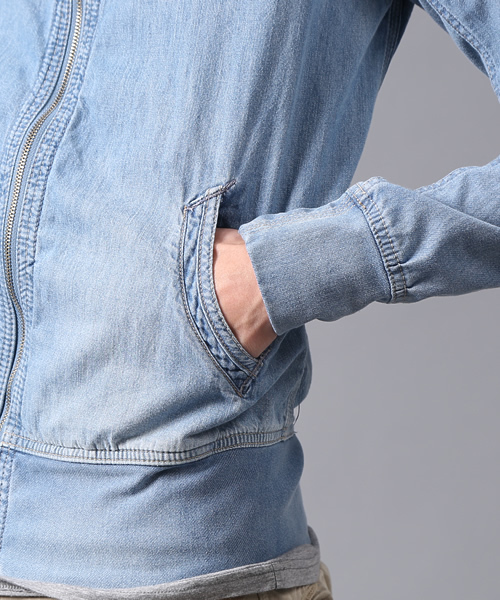 goa（ゴア）の「カットデニムコンビネーションクロゼットフードジャケット（デニムジャケット・メンズ・ブルー/インディゴブルー・FREE）」の6枚目の写真