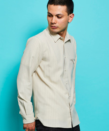 YELLOW RUBY�i�C�G���[���r�[�j�́uStretch striped minimal shirt �X�g���b�` �X�g���C�v �V���c�i�V���c/�u���E�X�j�v