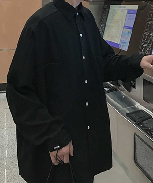 【サイズM1】OVERCOAT ブラック　ドロップショルダーシャツ サイズM1】OVERCOAT ブラック ドロップショルダーシャツ メンズ