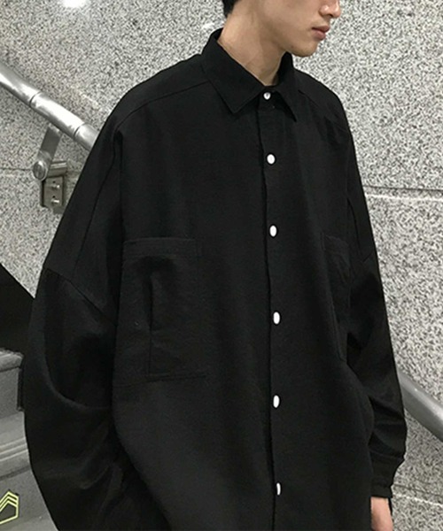 【サイズM1】OVERCOAT ブラック　ドロップショルダーシャツ OVERCOAT（オーバーコート）の「OVERCOAT/オーバーコート