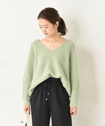 DouDou | 片畦Vプルオーバー(ニット/セーター)