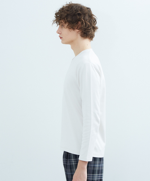 RECENCY OF MINE（リーセンシー オブ マイン）の「【Recency of Mine】ダブルフェイス 防臭シルケットVネックロングTシャツ（Tシャツ/カットソー・メンズ・ホワイト/ライトグレー/ブルー・44/46/48）」の5枚目の写真