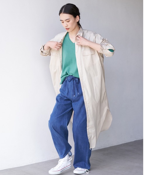 AMERICAN HOLIC(アメリカンホリック)の「バックドレープシャツワンピース *(シャツワンピース・レディース・ストライプ/ホワイト系その他7/ベージュ/オフホワイト/ブルー系その他5・FREE)」の3枚目の写真