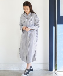 AMERICAN HOLIC | 【2020SS】バックドレープシャツワンピース ＊(シャツワンピース)