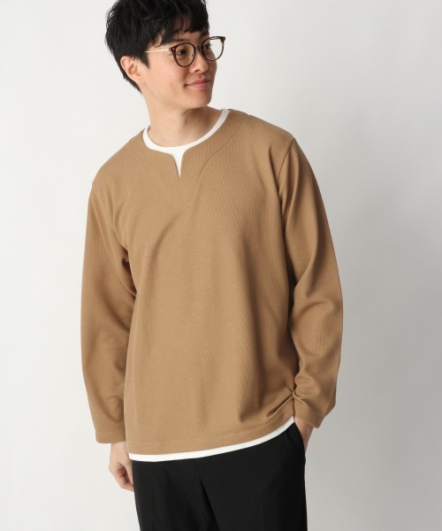 GLOBAL WORK(グローバルワーク)の「ドライタッチカノコレイヤード/865756(Tシャツ/カットソー・メンズ・ホワイト/ブラック/ベージュ/ライトグリーン・SMALL/MEDIUM/LARGE/X-LARGE)」の16枚目の写真