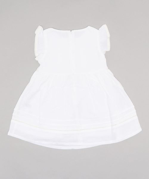 BeBe（ベベ）の「BeBe/コットン ボイルワッシャー レース フリル ワンピース 女の子 キュート ガーリー ノースリー  お出かけ 通園  通学  ベビー キッズ 子供 こども 子ども コットン ホワイト  80㎝ 90㎝ 100㎝ 110㎝ 120㎝ 130㎝ 140㎝ 150㎝（ワンピース・キッズ・ホワイト・140/90/110/100/120/130）」の2枚目の写真