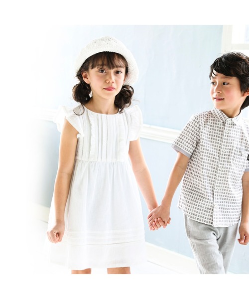 BeBe（ベベ）の「BeBe/コットン ボイルワッシャー レース フリル ワンピース 女の子 キュート ガーリー ノースリー  お出かけ 通園  通学  ベビー キッズ 子供 こども 子ども コットン ホワイト  80㎝ 90㎝ 100㎝ 110㎝ 120㎝ 130㎝ 140㎝ 150㎝（ワンピース・キッズ・ホワイト・140/90/110/100/120/130）」の5枚目の写真