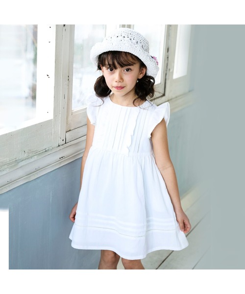 BeBe（ベベ）の「BeBe/コットン ボイルワッシャー レース フリル ワンピース 女の子 キュート ガーリー ノースリー  お出かけ 通園  通学  ベビー キッズ 子供 こども 子ども コットン ホワイト  80㎝ 90㎝ 100㎝ 110㎝ 120㎝ 130㎝ 140㎝ 150㎝（ワンピース・キッズ・ホワイト・140/90/110/100/120/130）」の3枚目の写真