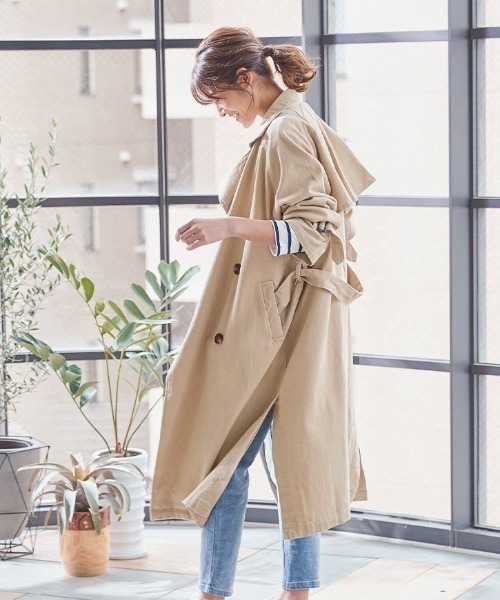 KOBE LETTUCE（コウベレタス）の「ツイルオーバーサイズトレンチコート（トレンチコート・レディース・アイボリー/ベージュ/カーキ・FREE）」の9枚目の写真