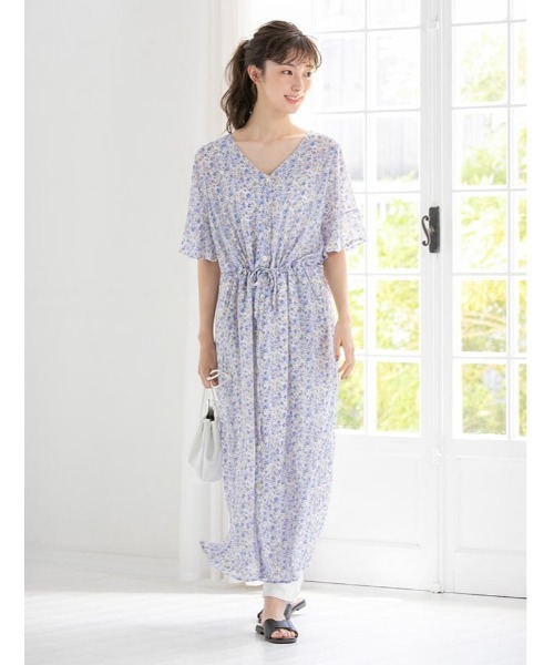 fifth（フィフス）の「小花柄2wayウエストマークワンピース（ワンピース・レディース・イエロー/ブルー・MEDIUM）」の2枚目の写真