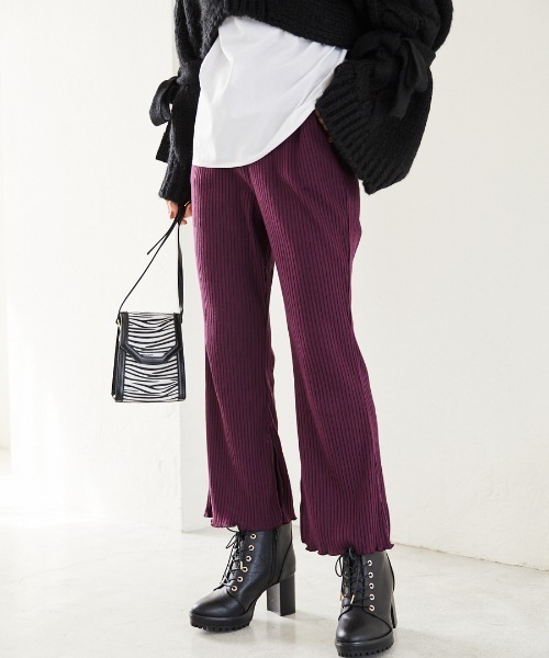 Heather(ヘザー)の「【低身長さんにおすすめ】テレコフレアカットパンツ 917060(スウェットパンツ・レディース・ブラック/ブラウン/ベージュ/ライトブラウン/パープル/グリーン/ベージュ系その他/アイボリー/パープル系その他・FREE)」の8枚目の写真