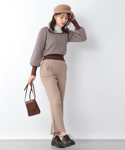 Heather(ヘザー)の「【低身長さんにおすすめ】テレコフレアカットパンツ 917060(スウェットパンツ・レディース・ブラック/ブラウン/ベージュ/ライトブラウン/パープル/グリーン/ベージュ系その他/アイボリー/パープル系その他・FREE)」の18枚目の写真