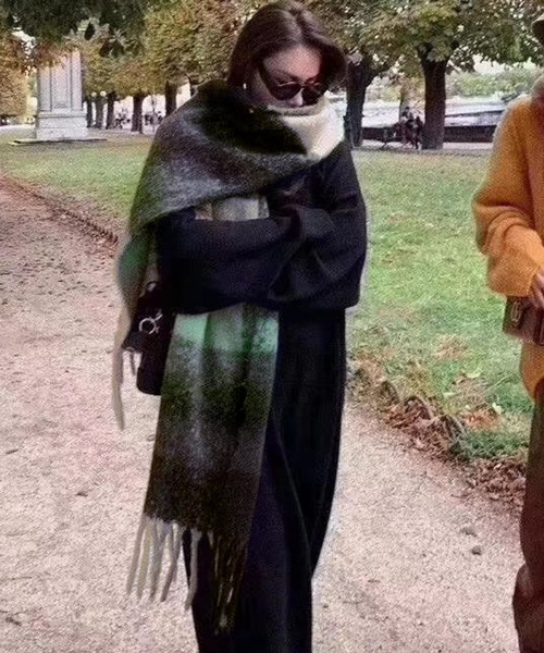 大判ミックスカラーフリンジストール マフラー（ストール/ショール