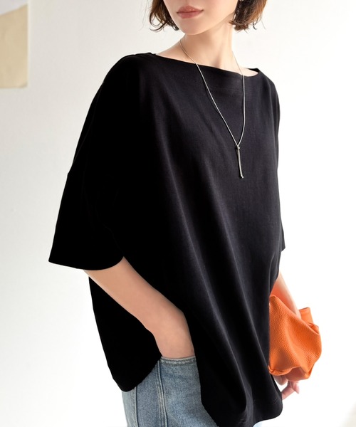 classicalelf(クラシカルエルフ)の「綿100%、さらり滑らか。華奢見せ、シンプルルーズプルオーバー(Tシャツ/カットソー・レディース・モカ/ブルー/ブラウン/ブラック/ホワイト/グレイッシュベージュ・MEDIUM/LARGE/X-LARGE/SMALL)」の22枚目の写真