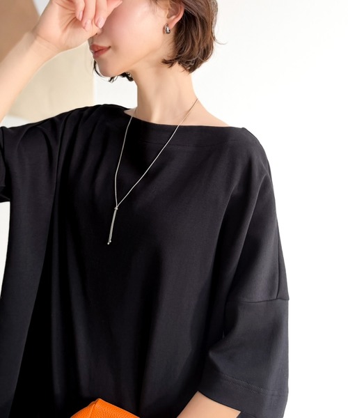 classicalelf(クラシカルエルフ)の「綿100%、さらり滑らか。華奢見せ、シンプルルーズプルオーバー(Tシャツ/カットソー・レディース・モカ/ブルー/ブラウン/ブラック/ホワイト/グレイッシュベージュ・MEDIUM/LARGE/X-LARGE/SMALL)」の21枚目の写真