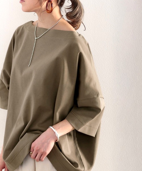 classicalelf(クラシカルエルフ)の「綿100%、さらり滑らか。華奢見せ、シンプルルーズプルオーバー(Tシャツ/カットソー・レディース・モカ/ブルー/ブラウン/ブラック/ホワイト/グレイッシュベージュ・MEDIUM/LARGE/X-LARGE/SMALL)」の21枚目の写真