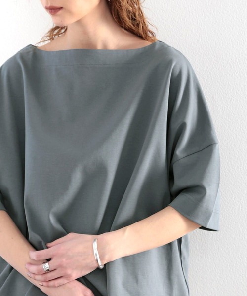 classicalelf(クラシカルエルフ)の「綿100%、さらり滑らか。華奢見せ、シンプルルーズプルオーバー(Tシャツ/カットソー・レディース・モカ/ブルー/ブラウン/ブラック/ホワイト/グレイッシュベージュ・MEDIUM/LARGE/X-LARGE/SMALL)」の17枚目の写真