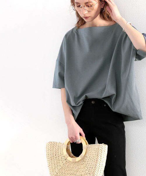 classicalelf(クラシカルエルフ)の「綿100%、さらり滑らか。華奢見せ、シンプルルーズプルオーバー(Tシャツ/カットソー・レディース・モカ/ブルー/ブラウン/ブラック/ホワイト/グレイッシュベージュ・MEDIUM/LARGE/X-LARGE/SMALL)」の18枚目の写真