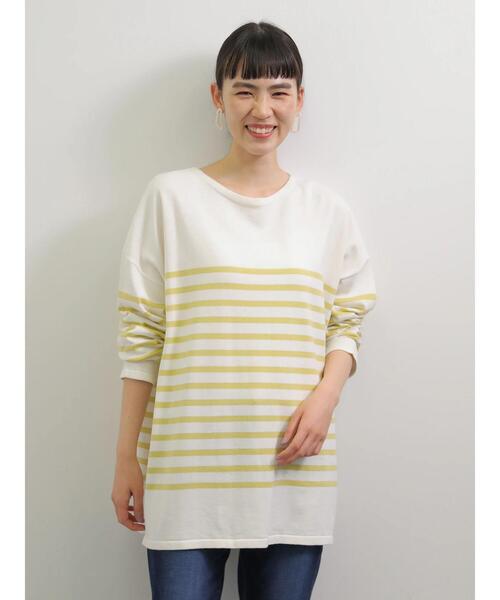 AMERICAN HOLIC（アメリカンホリック）の「パネルボーダーニットチュニック（ニット/セーター・レディース・ネイビー/サックスブルー/イエロー/ブルー・FREE）」の5枚目の写真