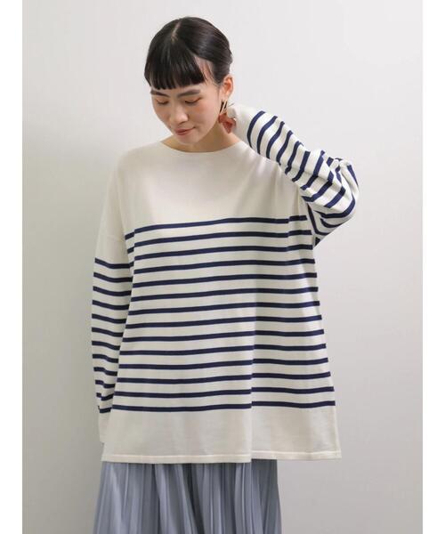 AMERICAN HOLIC（アメリカンホリック）の「パネルボーダーニットチュニック（ニット/セーター・レディース・ネイビー/サックスブルー/イエロー/ブルー・FREE）」の7枚目の写真