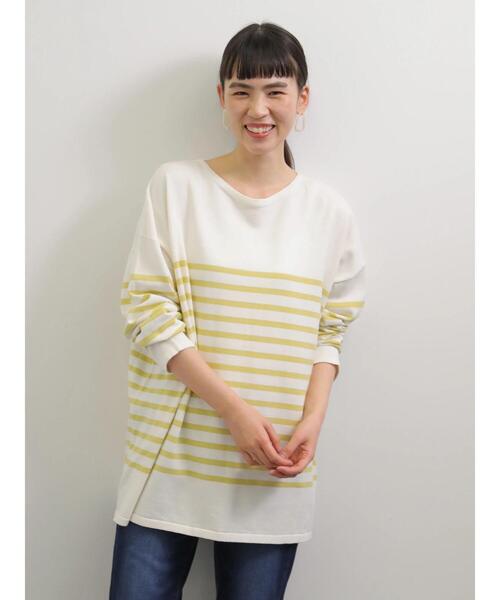 AMERICAN HOLIC（アメリカンホリック）の「パネルボーダーニットチュニック（ニット/セーター・レディース・ネイビー/サックスブルー/イエロー/ブルー・FREE）」の9枚目の写真