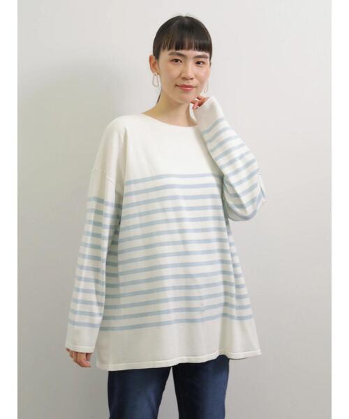 AMERICAN HOLIC（アメリカンホリック）の「パネルボーダーニットチュニック（ニット/セーター・レディース・ネイビー/サックスブルー/イエロー/ブルー・FREE）」の10枚目の写真