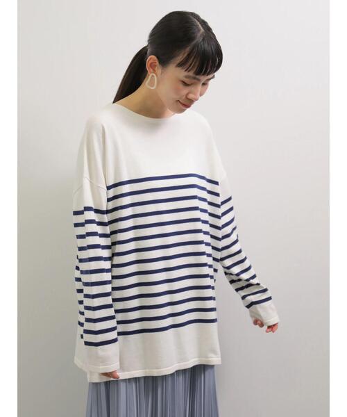 AMERICAN HOLIC（アメリカンホリック）の「パネルボーダーニットチュニック（ニット/セーター・レディース・ネイビー/サックスブルー/イエロー/ブルー・FREE）」の11枚目の写真