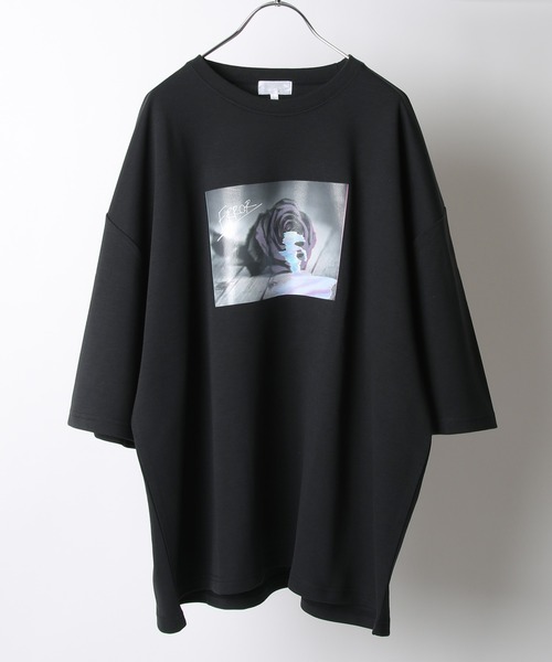 NILWAY（ニルウェイ）の「【-ERROR-】フラワーグラフィックプリントビッグTシャツ（Tシャツ/カットソー・メンズ・ライトグレー/ホワイト/ブラック/ホワイト系/ブラック系/ライトグレー系/ブルー系/ブルーグレー・MEDIUM/LARGE）」の5枚目の写真