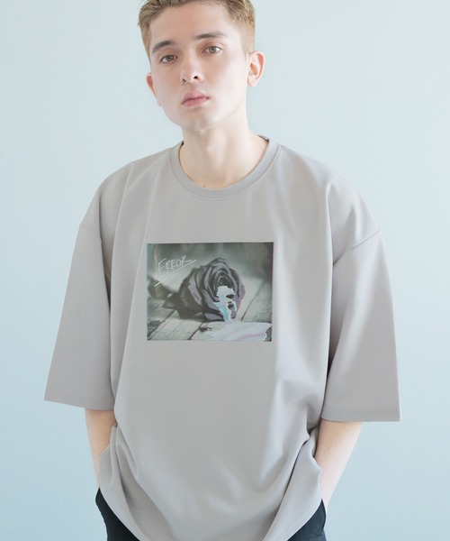 NILWAY（ニルウェイ）の「【-ERROR-】フラワーグラフィックプリントビッグTシャツ（Tシャツ/カットソー・メンズ・ライトグレー/ホワイト/ブラック/ホワイト系/ブラック系/ライトグレー系/ブルー系/ブルーグレー・MEDIUM/LARGE）」の8枚目の写真