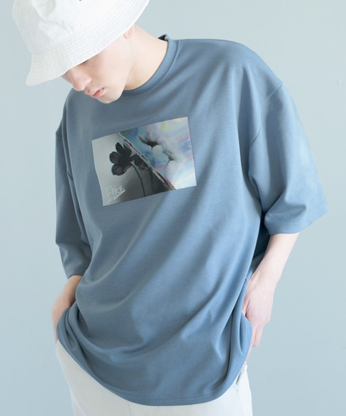 NILWAY（ニルウェイ）の「【-ERROR-】フラワーグラフィックプリントビッグTシャツ（Tシャツ/カットソー・メンズ・ライトグレー/ホワイト/ブラック/ホワイト系/ブラック系/ライトグレー系/ブルー系/ブルーグレー・MEDIUM/LARGE）」の7枚目の写真