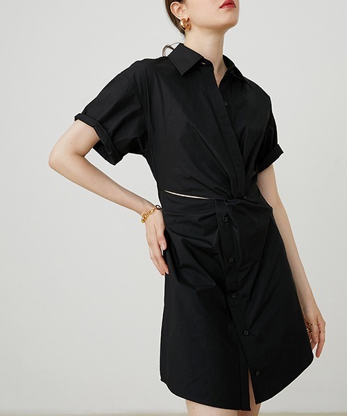 Fano Studios（ファノ ストゥディオズ）の「【Fano Studios】Twist design shirts dress FX20L194（シャツワンピース・レディース・ブラック・M/S/L）」の4枚目の写真