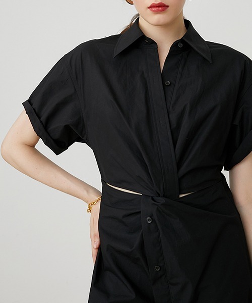 Fano Studios（ファノ ストゥディオズ）の「【Fano Studios】Twist design shirts dress FX20L194（シャツワンピース・レディース・ブラック・M/S/L）」の10枚目の写真
