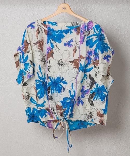 GGD（ジージーディー）の「HAVE A NICE TRIP / ハヴァナイストリップ　フラワーペインティングボリュームブルゾン（シャツ/ブラウス・レディース・イエロー/ブルー/グリーン・M/L）」の3枚目の写真