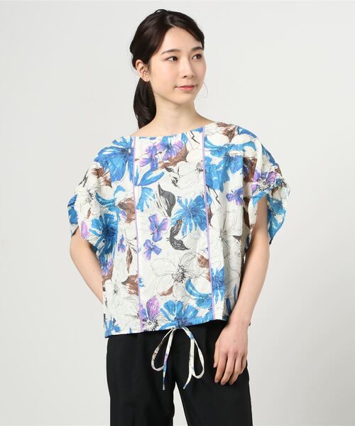 GGD（ジージーディー）の「HAVE A NICE TRIP / ハヴァナイストリップ　フラワーペインティングボリュームブルゾン（シャツ/ブラウス・レディース・イエロー/ブルー/グリーン・M/L）」の6枚目の写真