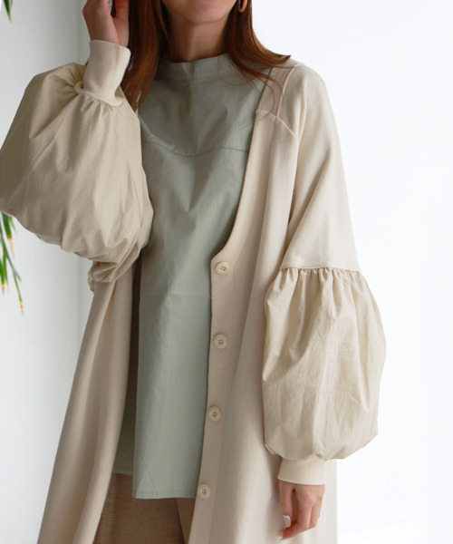 REAL CUBE（リアルキューブ）の「前後2wayボリュームスリーブスウェットワンピース（ワンピース・レディース・チャコール/ライトカーキ/アイボリー・M）」の7枚目の写真