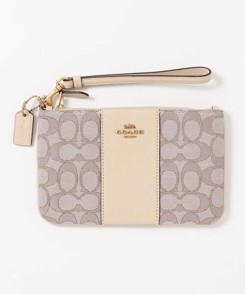 【極美品✨】コーチ スモール リストレット シグネチャー ジャカード ポーチ 極美品✨】コーチ スモール リストレット シグネチャー ジャカード