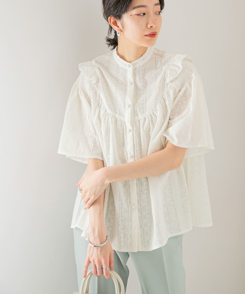 KBF（ケイビーエフ）の「プチフリルギャザーブラウス（シャツ/ブラウス・レディース・アイボリー/カーキ/ブラック・ONE）」の16枚目の写真