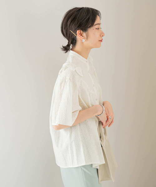 KBF（ケイビーエフ）の「プチフリルギャザーブラウス（シャツ/ブラウス・レディース・アイボリー/カーキ/ブラック・ONE）」の8枚目の写真