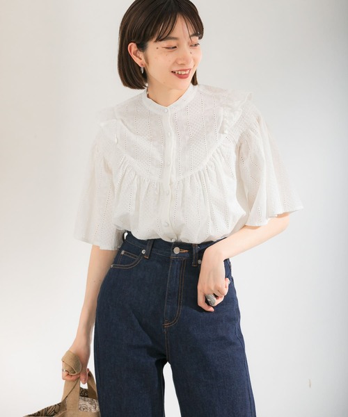 KBF（ケイビーエフ）の「プチフリルギャザーブラウス（シャツ/ブラウス・レディース・アイボリー/カーキ/ブラック・ONE）」の12枚目の写真