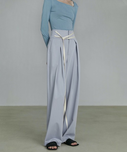 UNSPOKEN（アンスポクン）の「【UNSPOKEN】Color wide pants UQ20K017（スラックス・レディース・ライトグリーン/ライトパープル/ダークグレー/ベージュ/アイボリー・S/L/M）」の11枚目の写真