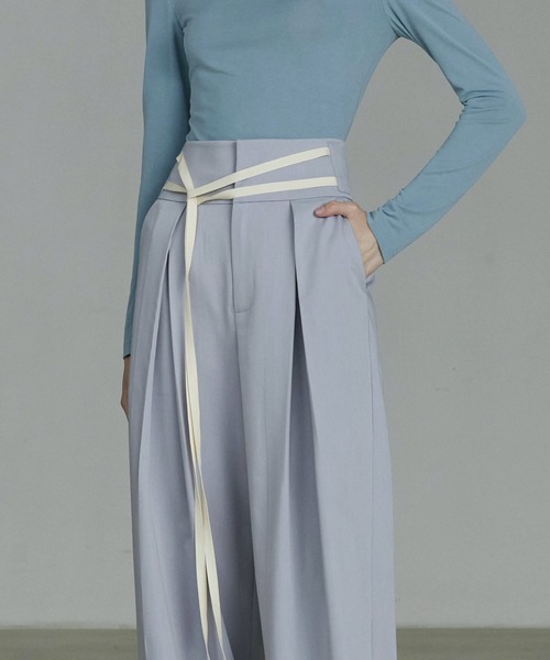 UNSPOKEN（アンスポクン）の「【UNSPOKEN】Color wide pants UQ20K017（スラックス・レディース・ライトグリーン/ライトパープル/ダークグレー/ベージュ/アイボリー・S/L/M）」の13枚目の写真