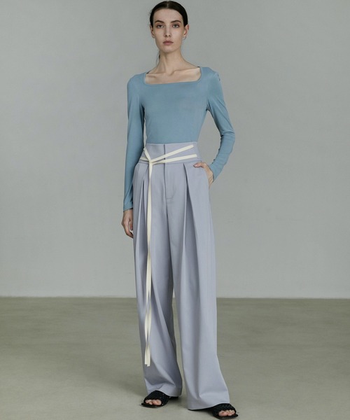 UNSPOKEN（アンスポクン）の「【UNSPOKEN】Color wide pants UQ20K017（スラックス・レディース・ライトグリーン/ライトパープル/ダークグレー/ベージュ/アイボリー・S/L/M）」の15枚目の写真