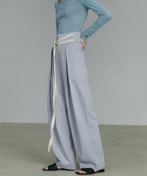 UNSPOKEN（アンスポクン）の「【UNSPOKEN】Color wide pants UQ20K017（スラックス・レディース・ライトグリーン/ライトパープル/ダークグレー/ベージュ/アイボリー・S/L/M）」の9枚目の写真