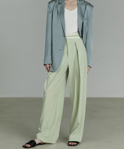 UNSPOKEN（アンスポクン）の「【UNSPOKEN】Color wide pants UQ20K017（スラックス・レディース・ライトグリーン/ライトパープル/ダークグレー/ベージュ/アイボリー・S/L/M）」の6枚目の写真