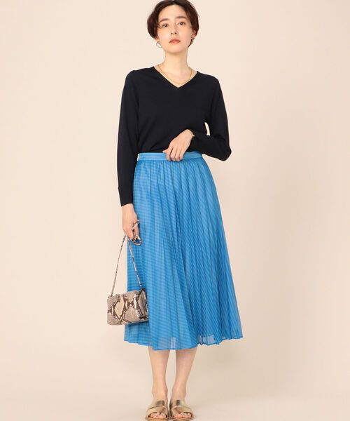 NOLLEY’S Sophi（ノーリーズソフィ）の「カールマイヤーストライププリーツスカート（スカート・レディース・ブルー系その他3/ホワイト系その他4/ピンク系その他3・1/2）」の17枚目の写真