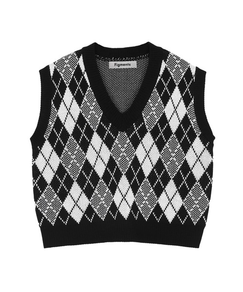 Figments（フィグメンツ）の「アーガイルニットベスト（ベスト・レディース・ブラック/グリーン・FREE）」の14枚目の写真