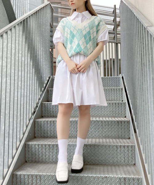 Figments（フィグメンツ）の「アーガイルニットベスト（ベスト・レディース・ブラック/グリーン・FREE）」の12枚目の写真