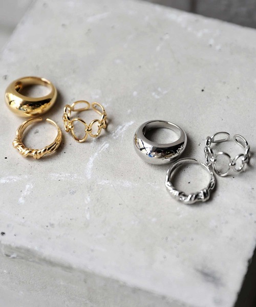 antiqua（アンティカ）の「デザイン3点リング（リング・レディース・シルバー/ゴールド・FREE）」の8枚目の写真