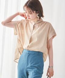 coen | 【WEB限定】コットンボイルショートスリーブバンドカラーブラウス#(シャツ/ブラウス)